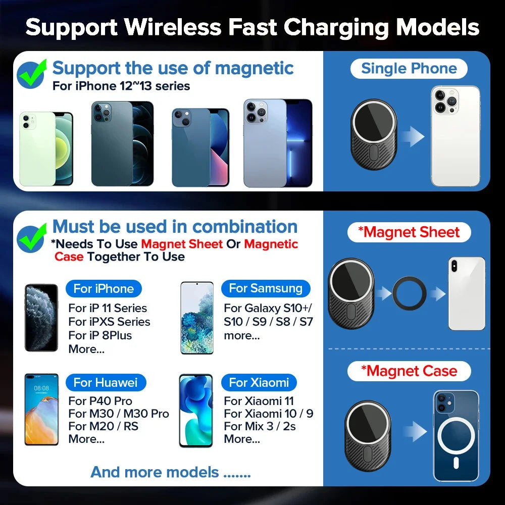 40W Magnetic Car Wireless Charger for macsafe iPhone 15 14 13 12 Pro