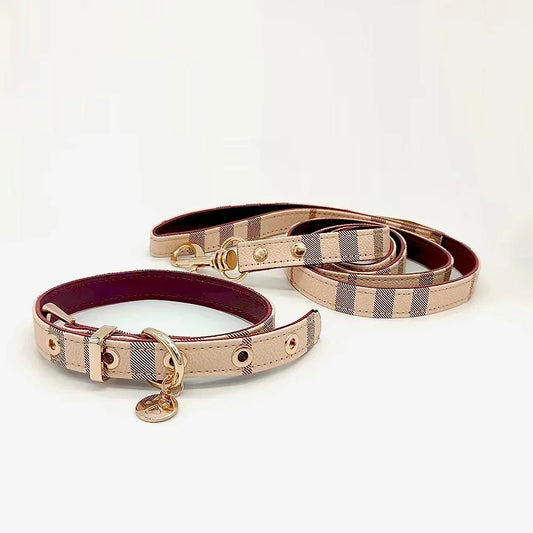 Pet Collar and Leash Set Leather Fashion Adjustable Collars for Dogs